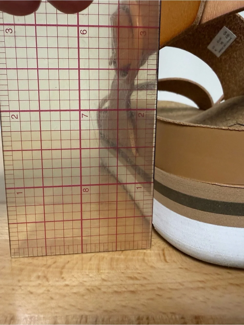Women’s Tan Faux Leather Cork Sandals - Adjustable Buckle, size 6